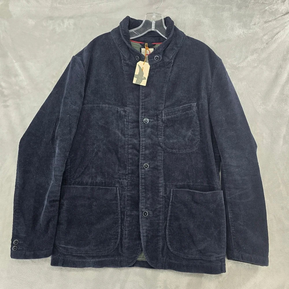 NWT Relwen Size Large Cord Trap‎ Blazer Navy Blue Corduroy Utility Chore Jacket